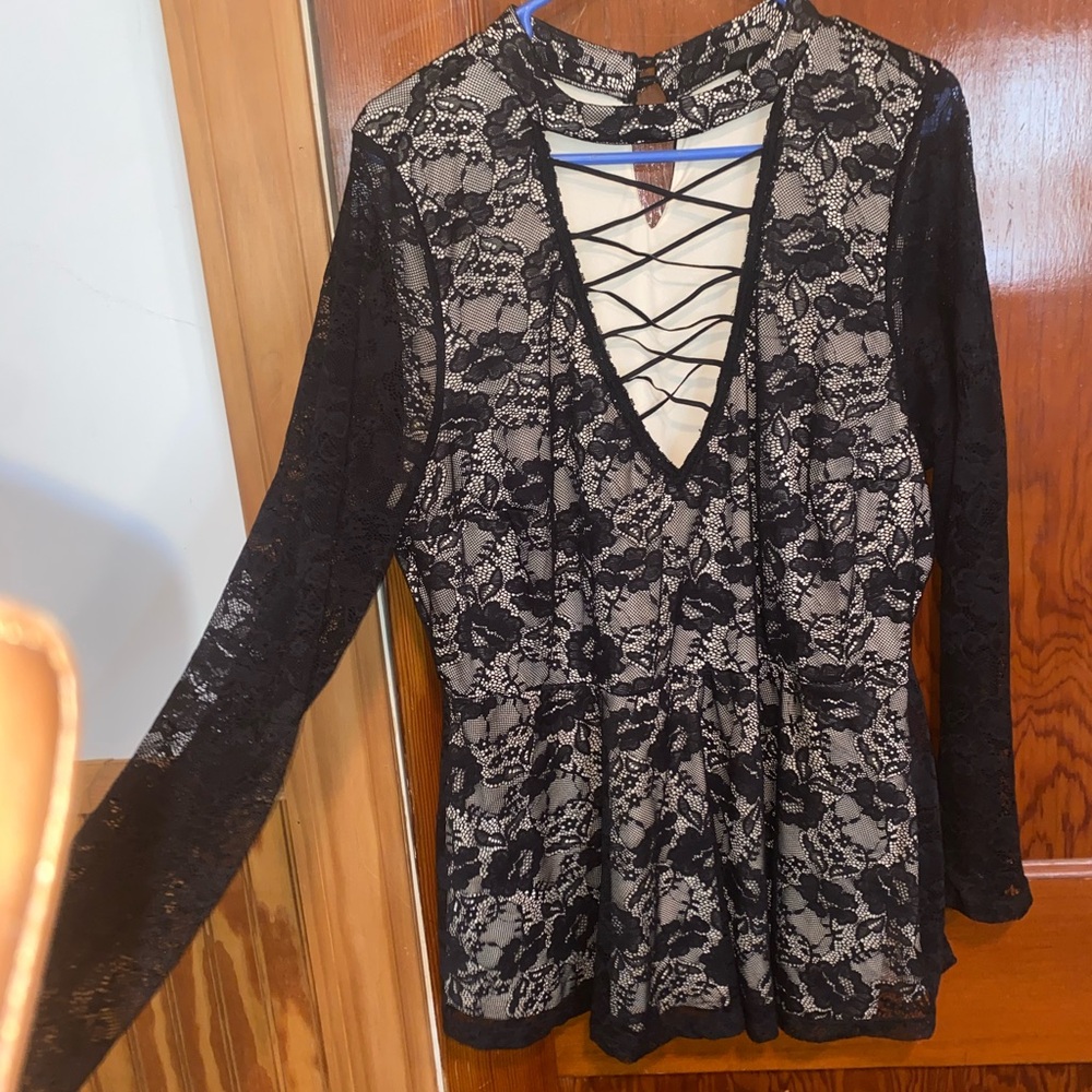 Torrid Black Lace Overlay Top